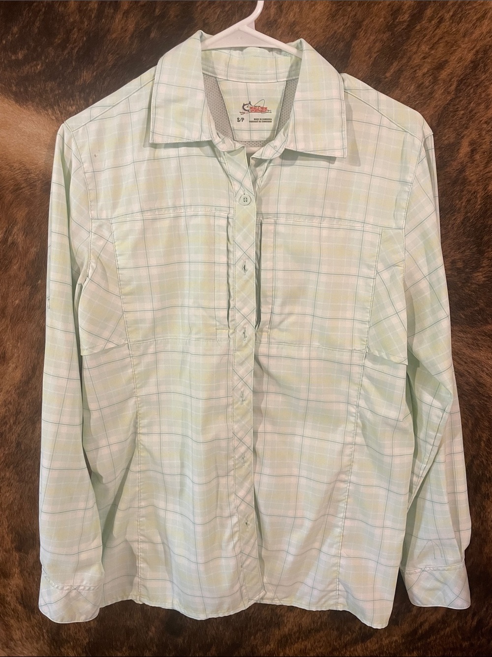 Light green Plaid long sleeve sun shirt
